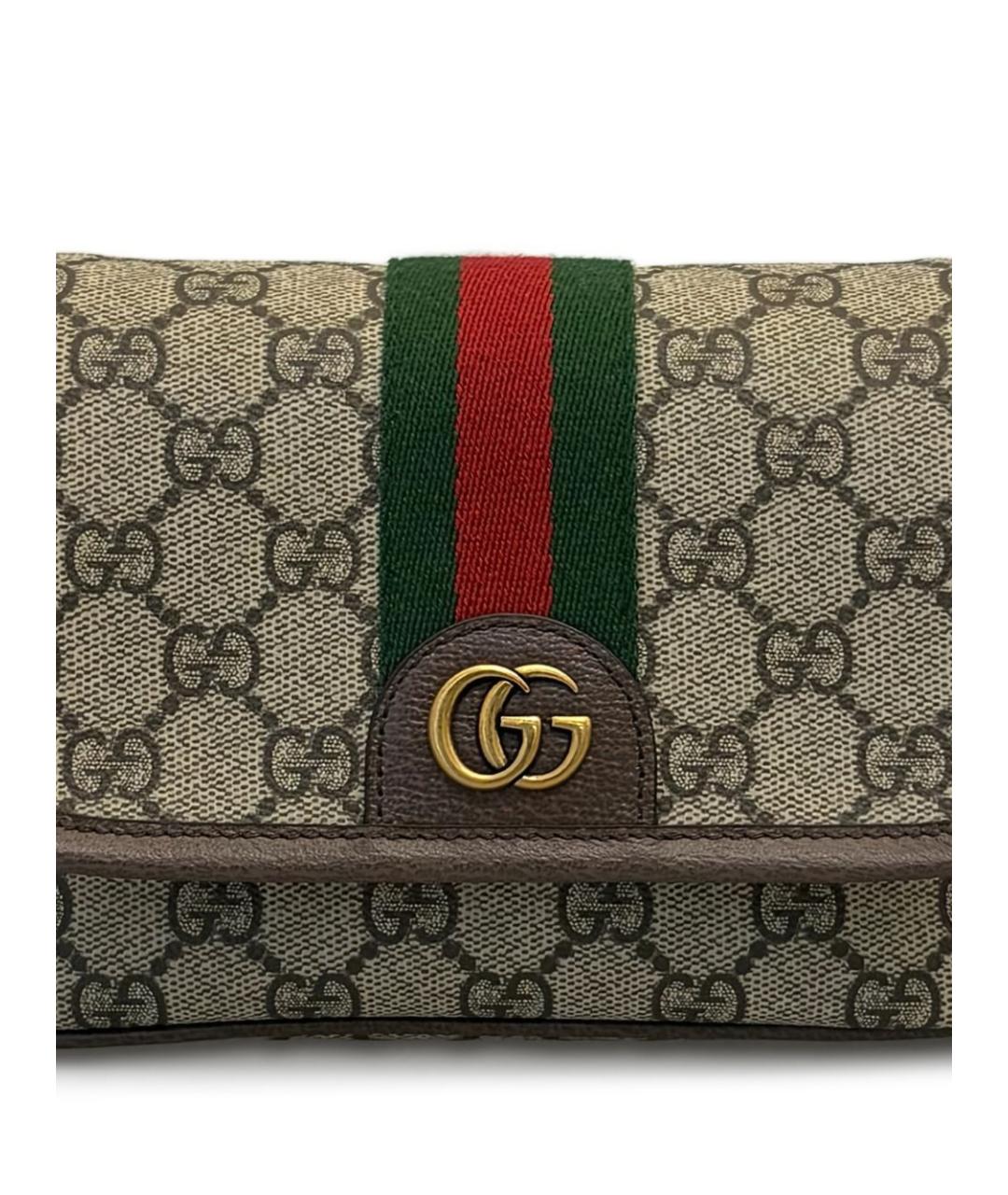 GUCCI Бежевая сумка на плечо из канвы, фото 2