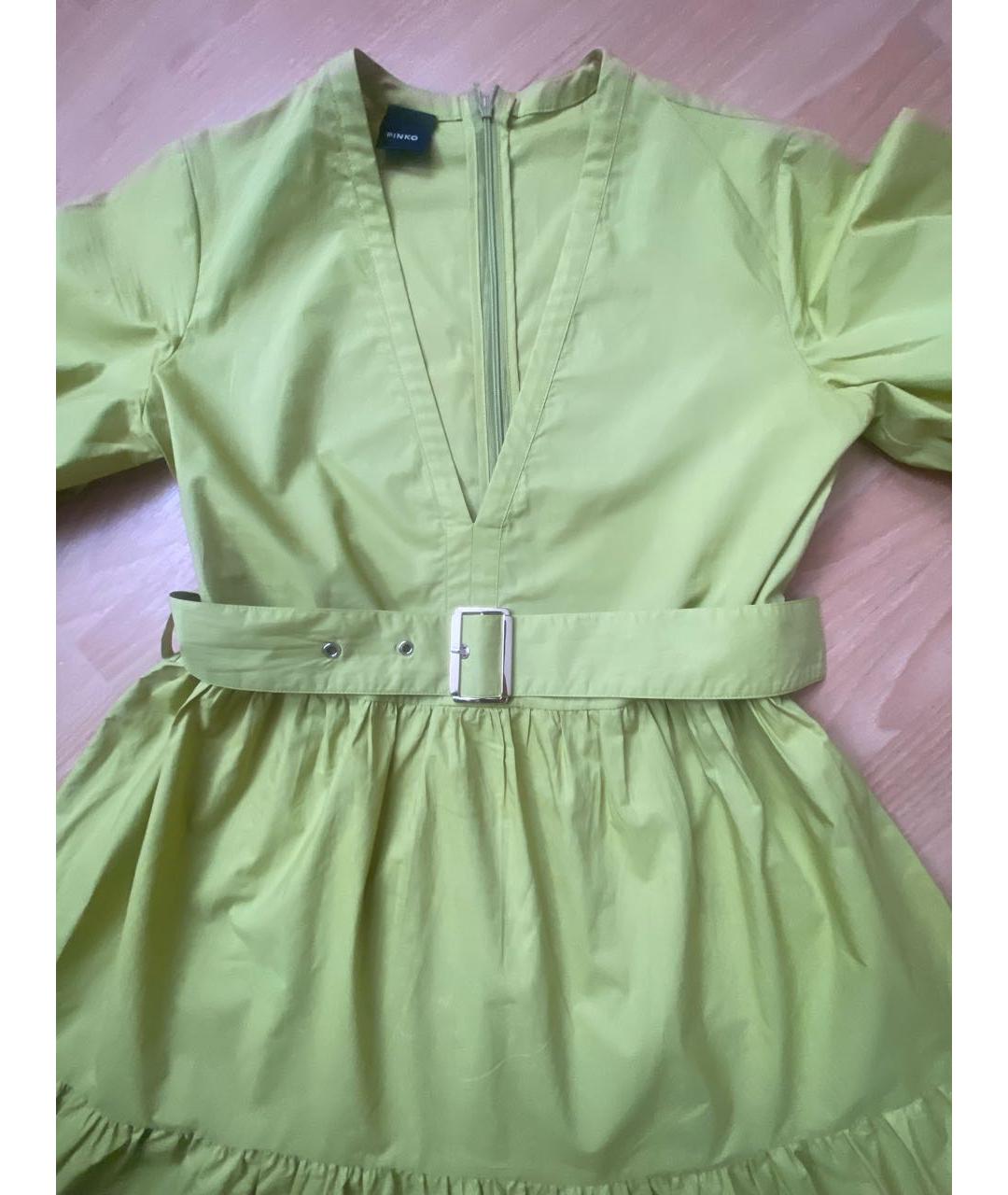 PINKO Салатовое хлопковое повседневное платье, фото 4