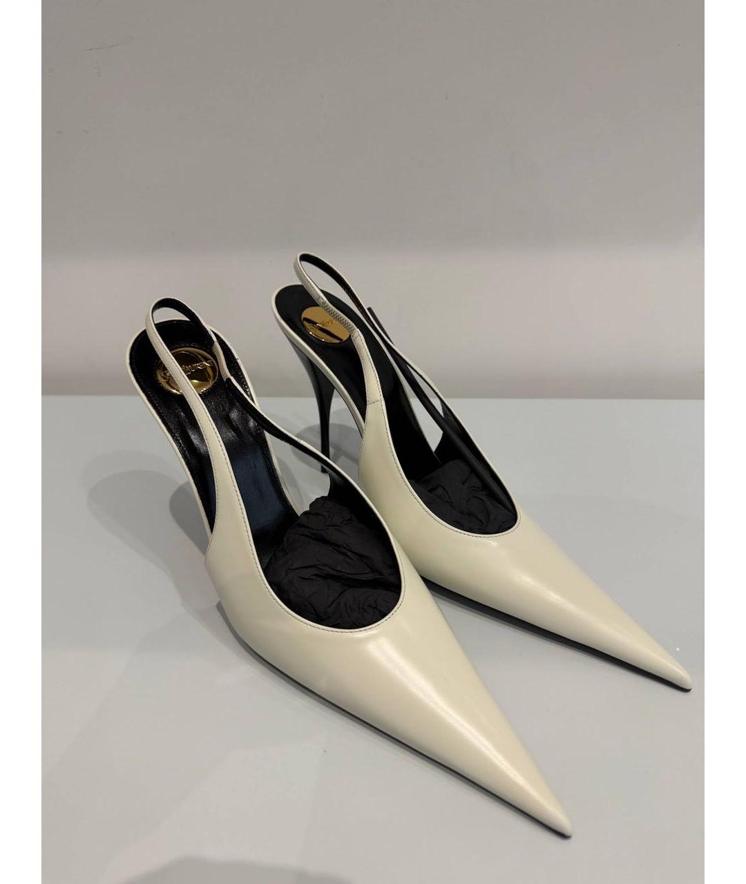 SAINT LAURENT Белые кожаные туфли, фото 3