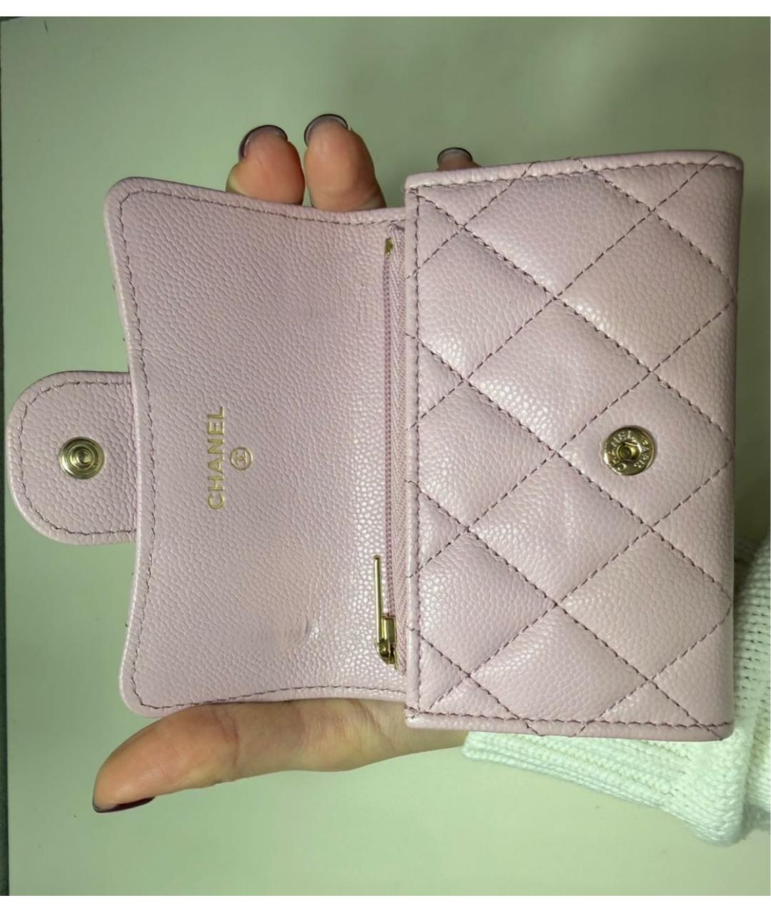 CHANEL Розовый кожаный кошелек, фото 3