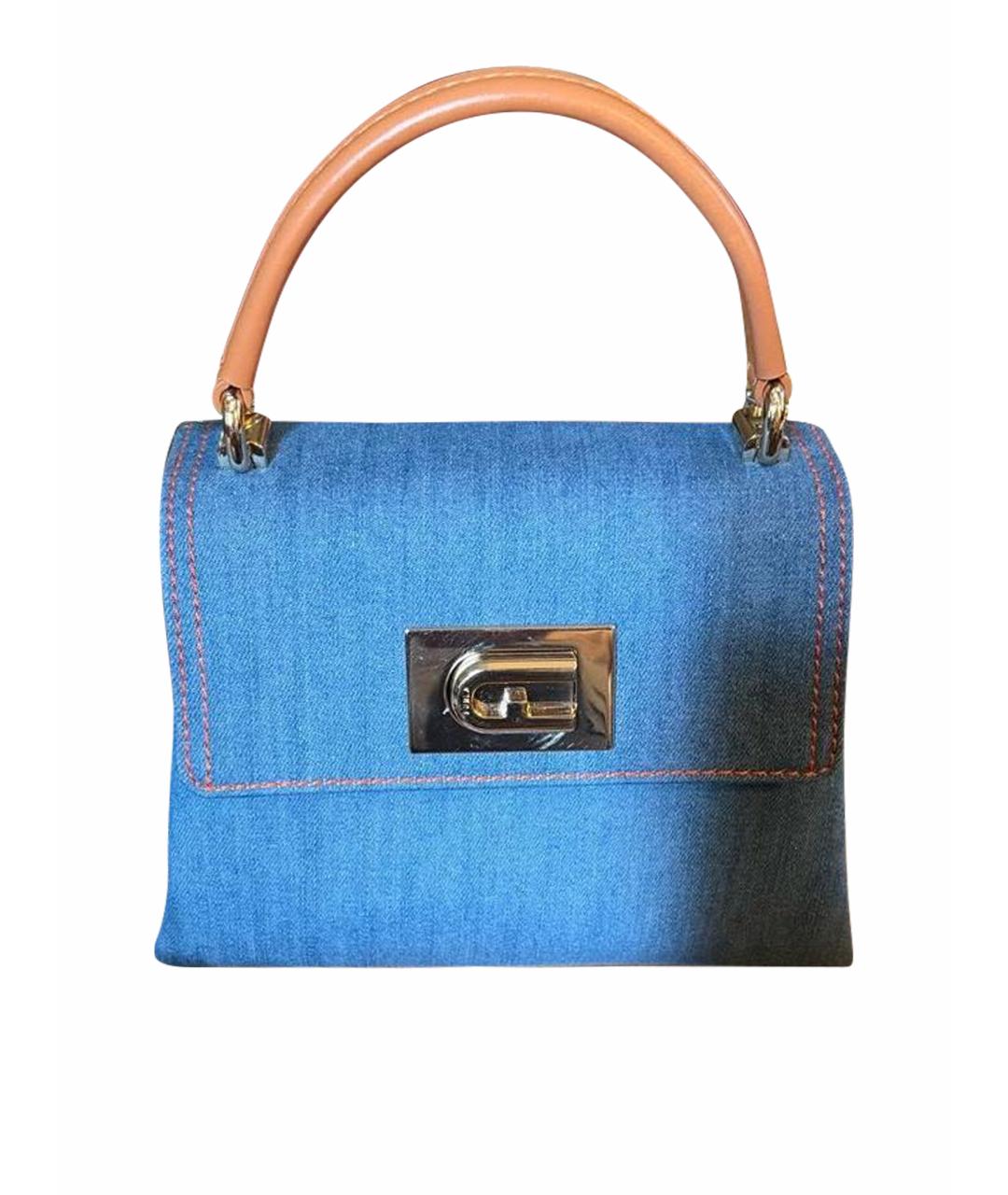 FURLA Голубая деним сумка с короткими ручками, фото 1
