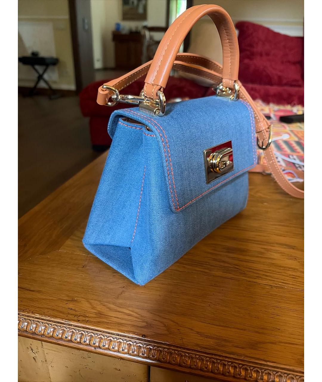 FURLA Голубая деним сумка с короткими ручками, фото 2