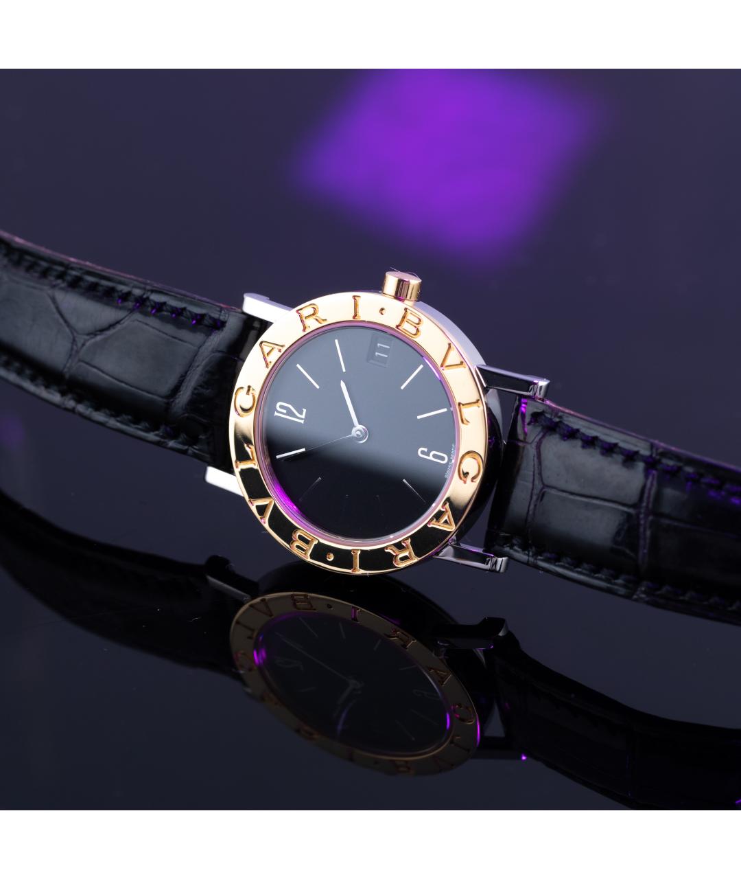 BVLGARI Черные часы из желтого золота, фото 5