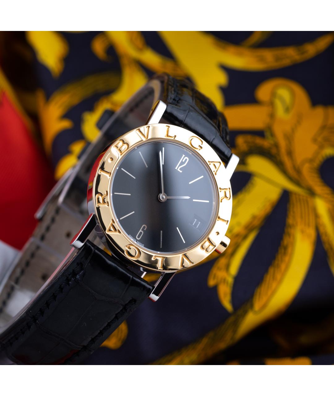 BVLGARI Черные часы из желтого золота, фото 10