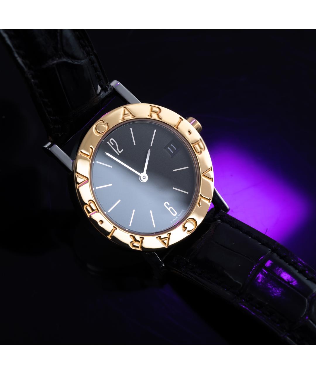 BVLGARI Черные часы из желтого золота, фото 3