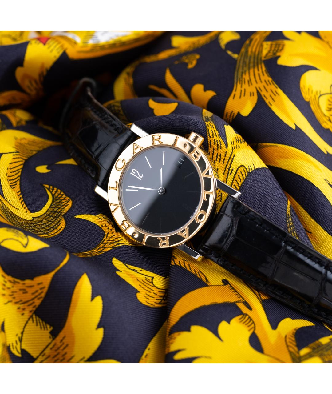 BVLGARI Черные часы из желтого золота, фото 7