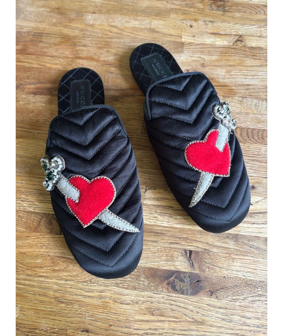 GUCCI Черные текстильные мюли, фото 2