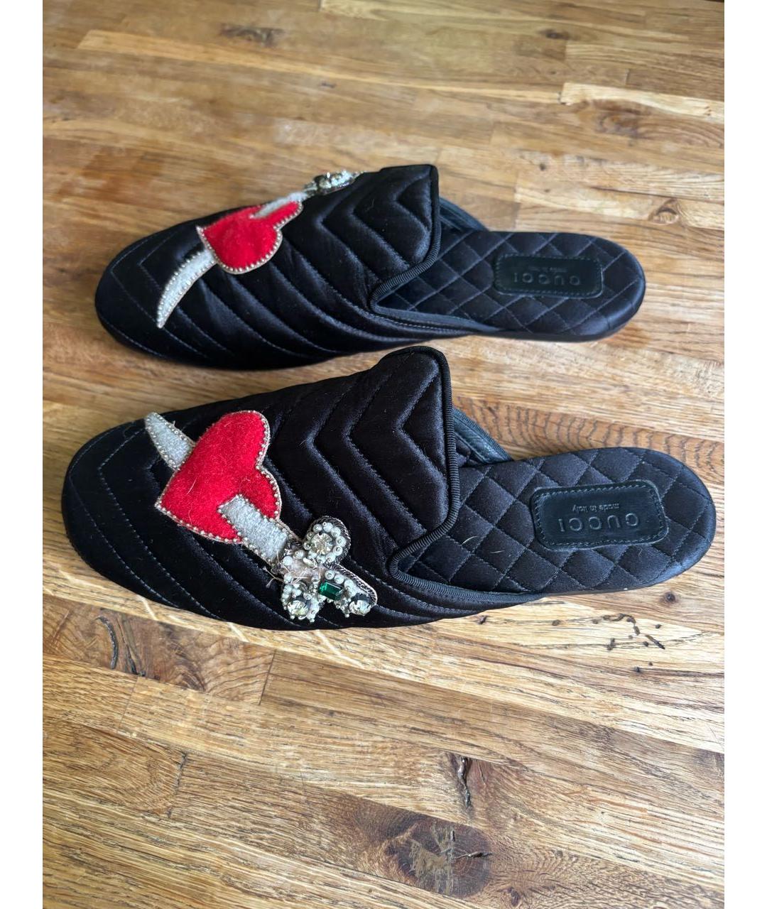 GUCCI Черные текстильные мюли, фото 3