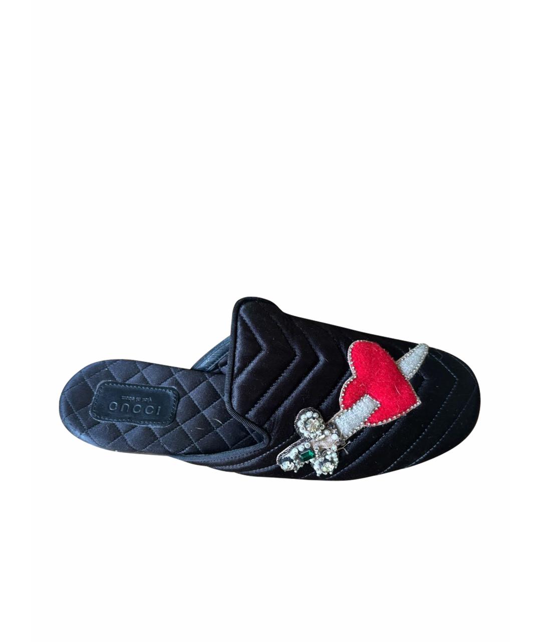 GUCCI Черные текстильные мюли, фото 1