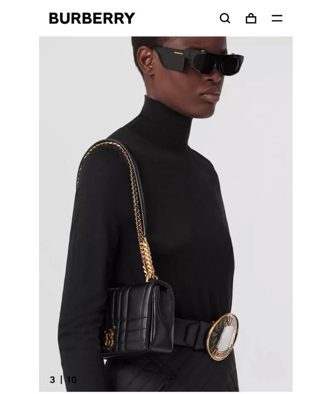 BURBERRY Черная кожаная сумка через плечо, фото 4