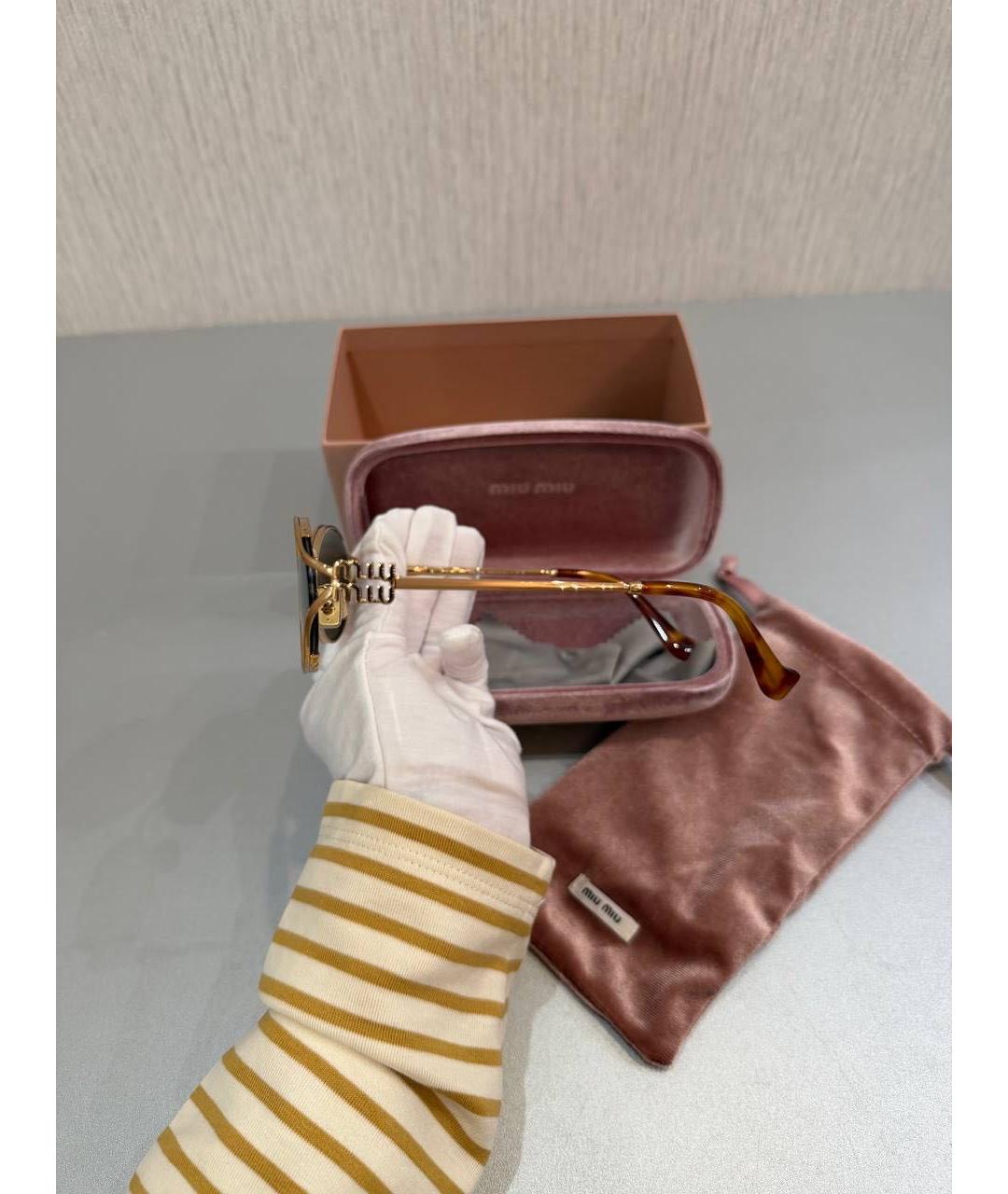 MIU MIU Золотые пластиковые солнцезащитные очки, фото 3