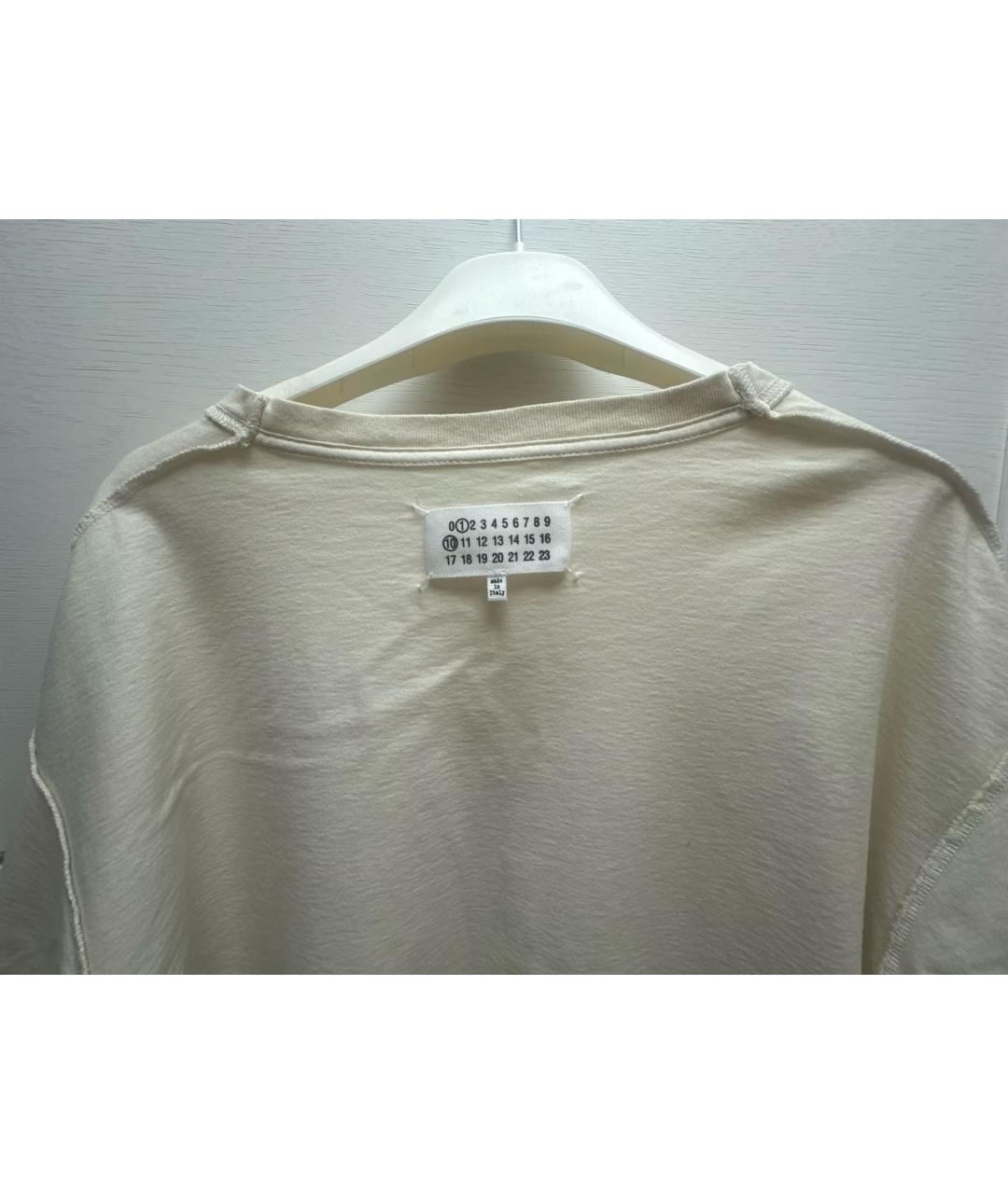 MAISON MARGIELA Бежевая хлопковая футболка, фото 3