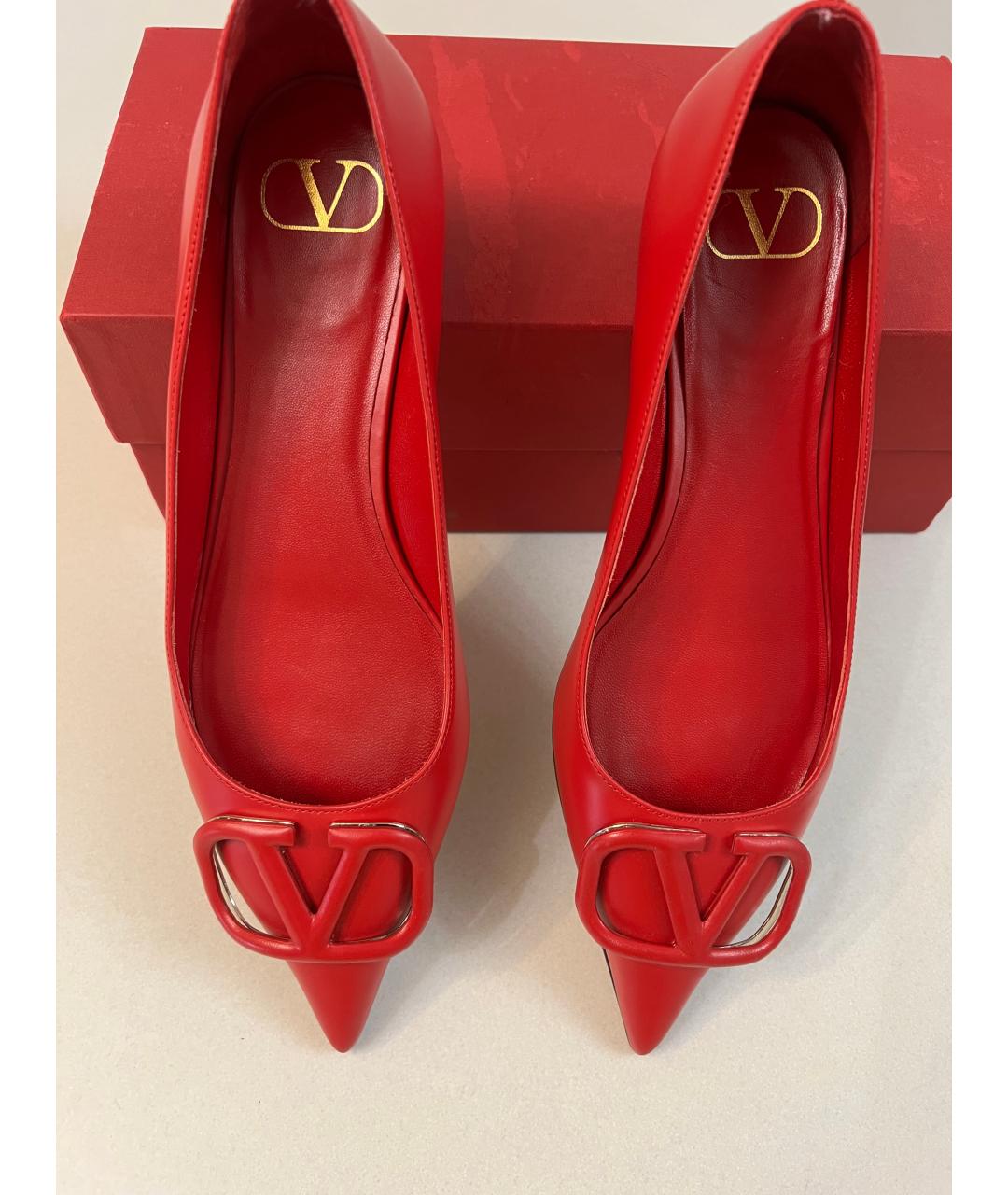 VALENTINO Красные кожаные балетки, фото 2