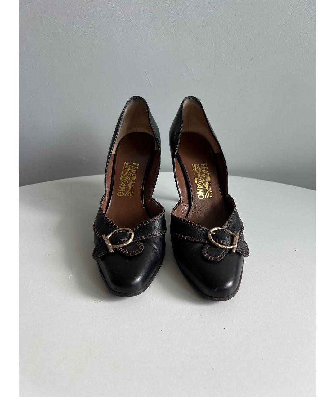 FERRAGAMO Черные кожаные туфли, фото 5
