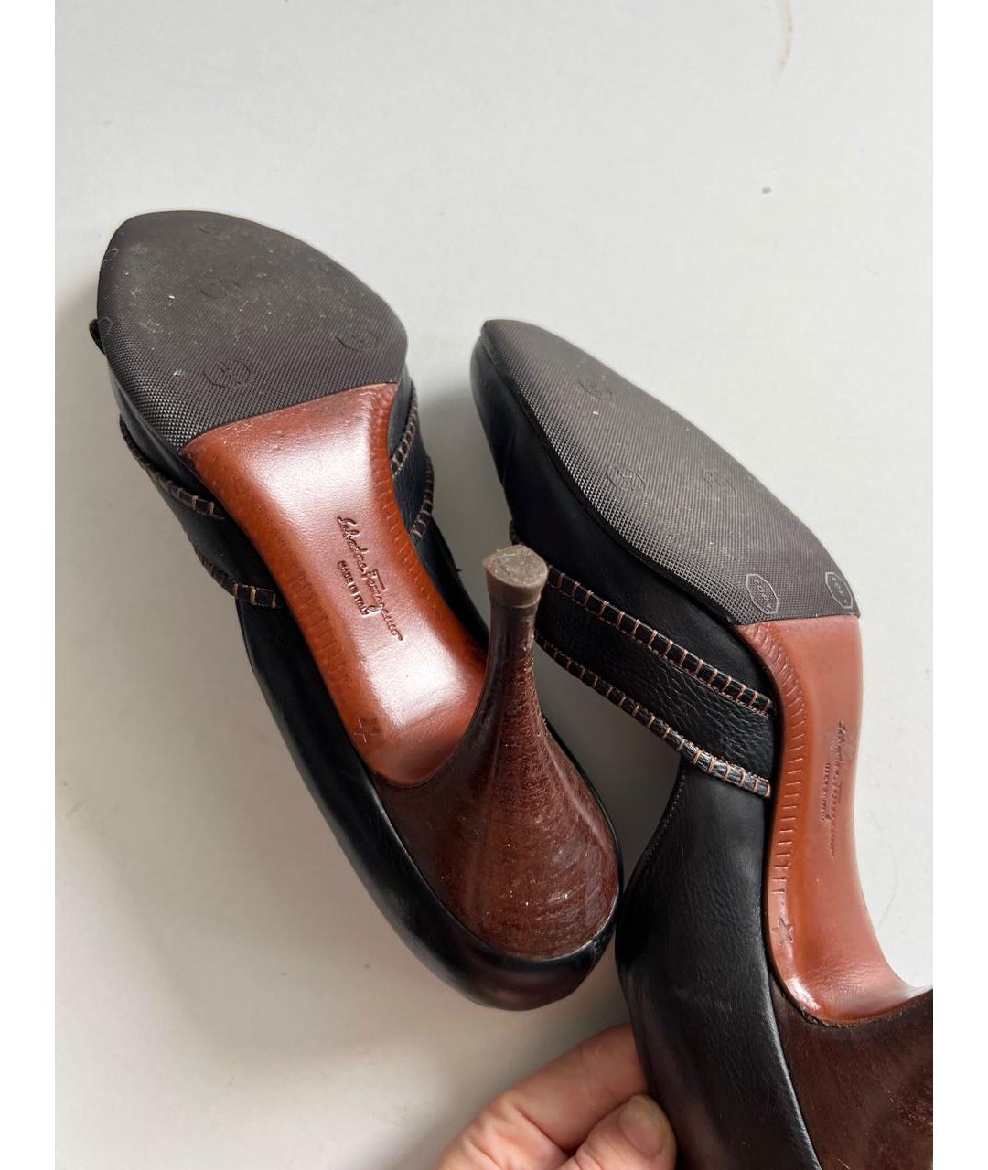 FERRAGAMO Черные кожаные туфли, фото 6