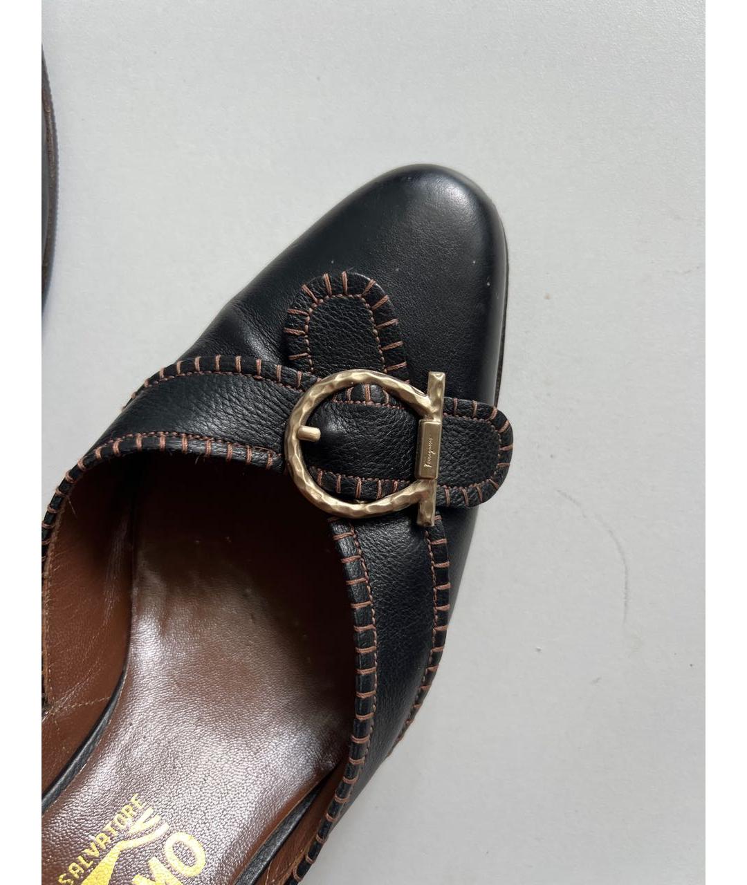 FERRAGAMO Черные кожаные туфли, фото 4