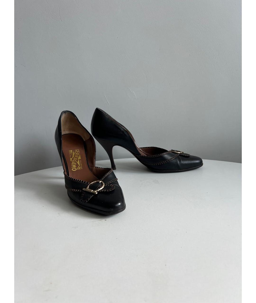 FERRAGAMO Черные кожаные туфли, фото 2