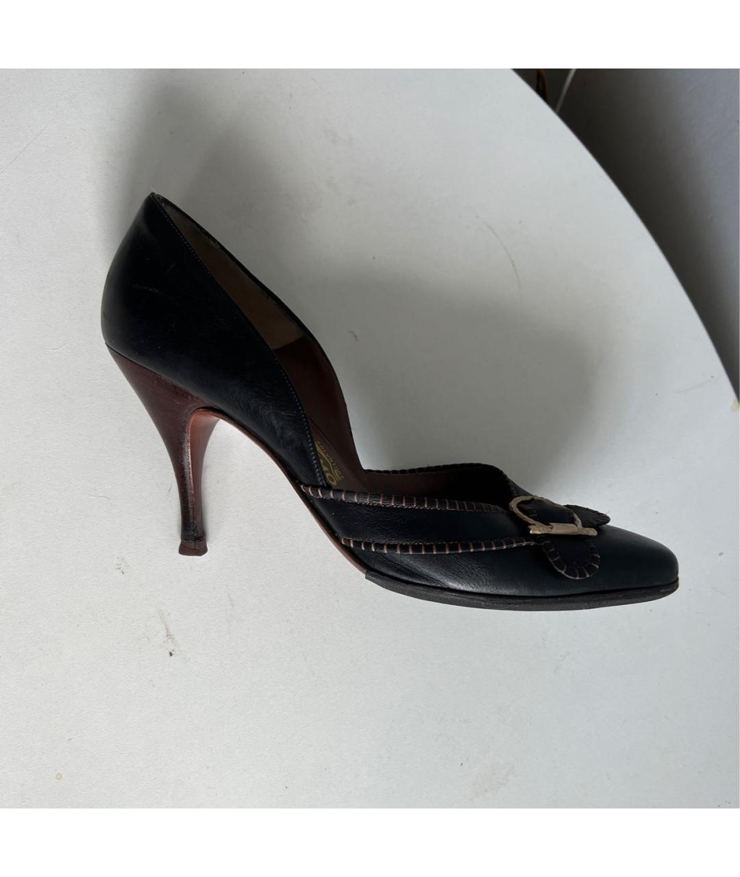 FERRAGAMO Черные кожаные туфли, фото 9
