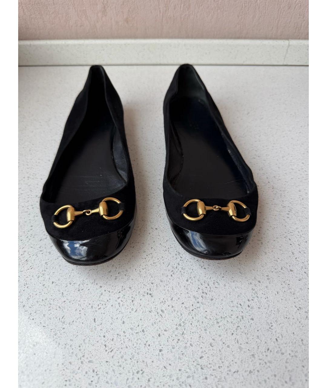 GUCCI Черные замшевые балетки, фото 4