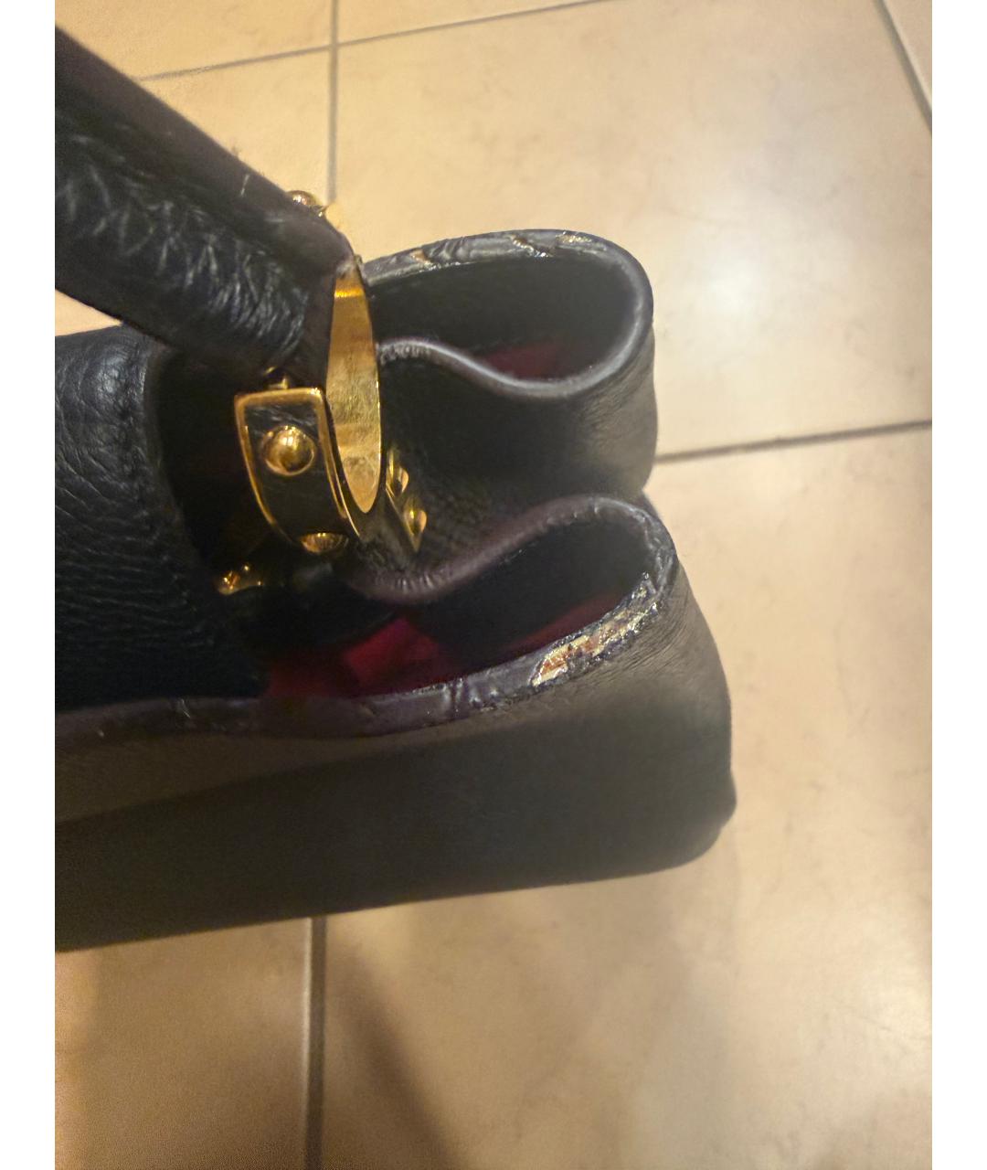 LOUIS VUITTON Черная кожаная сумка через плечо, фото 5