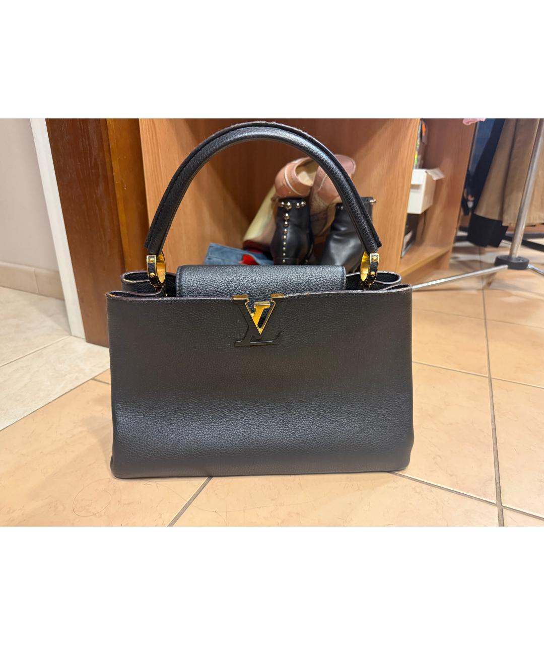 LOUIS VUITTON Черная кожаная сумка через плечо, фото 7