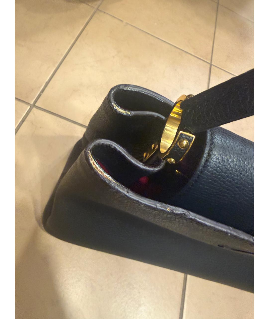 LOUIS VUITTON Черная кожаная сумка через плечо, фото 6