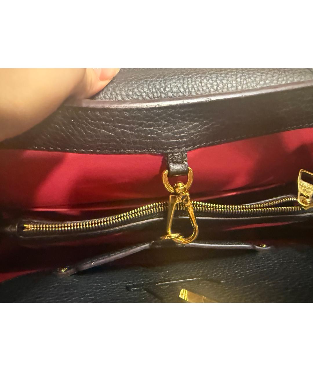 LOUIS VUITTON Черная кожаная сумка через плечо, фото 4