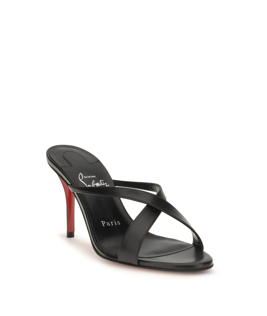 CHRISTIAN LOUBOUTIN Черные кожаные мюли, фото 2