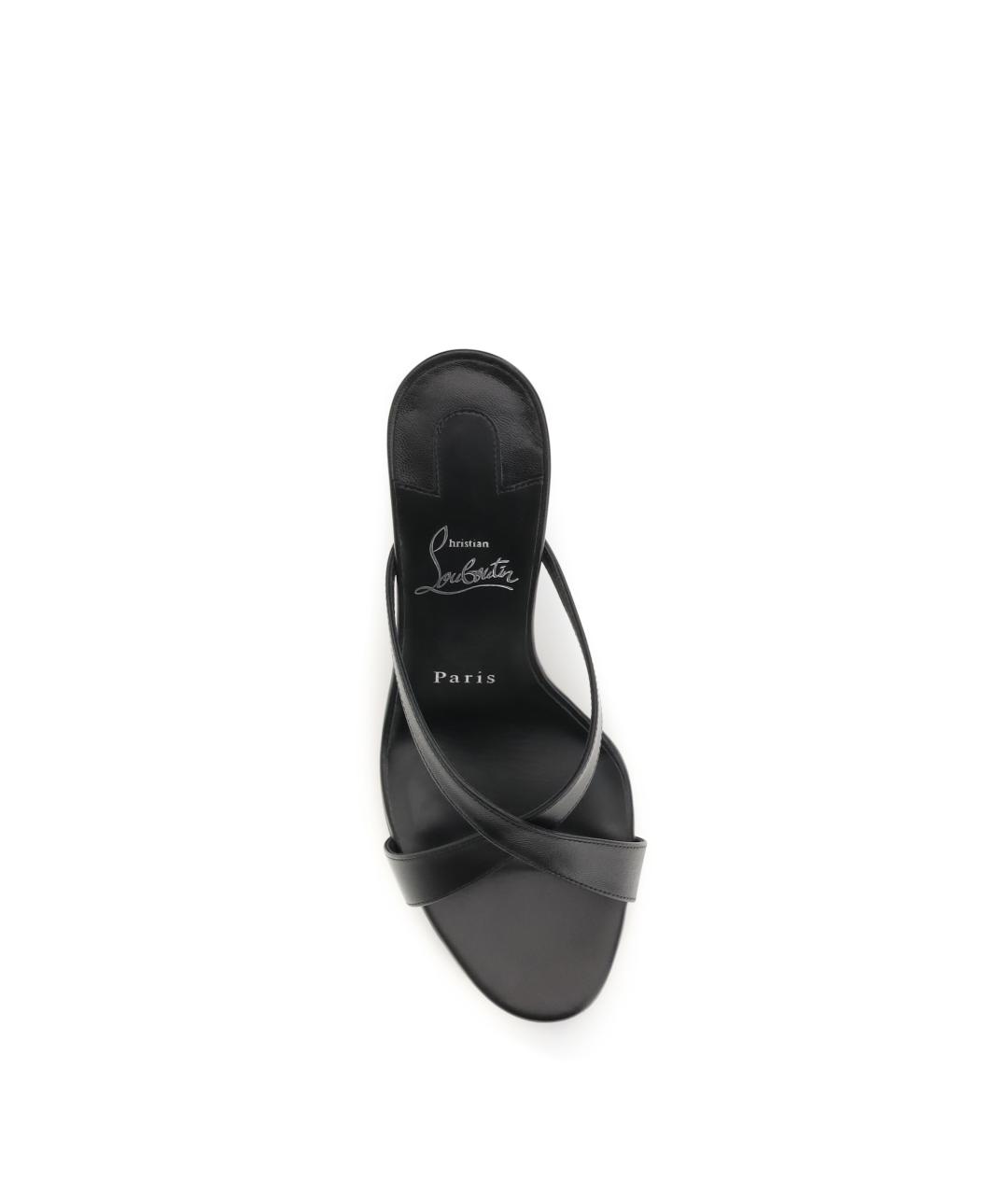 CHRISTIAN LOUBOUTIN Черные кожаные мюли, фото 4