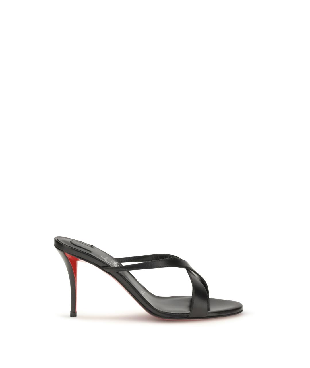 CHRISTIAN LOUBOUTIN Черные кожаные мюли, фото 1