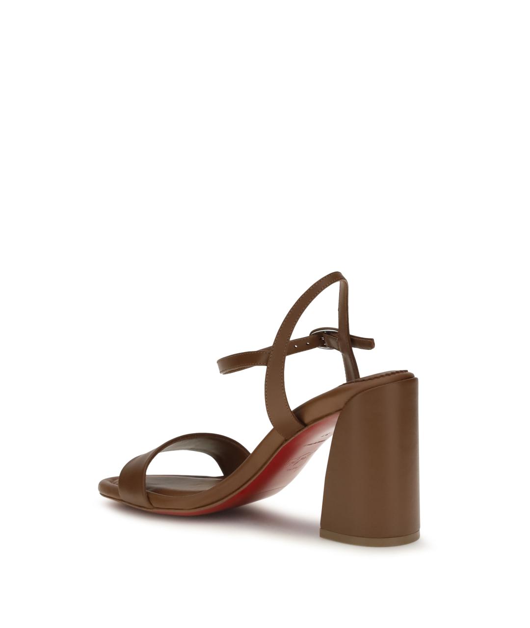 CHRISTIAN LOUBOUTIN Коричневые кожаные босоножки, фото 3