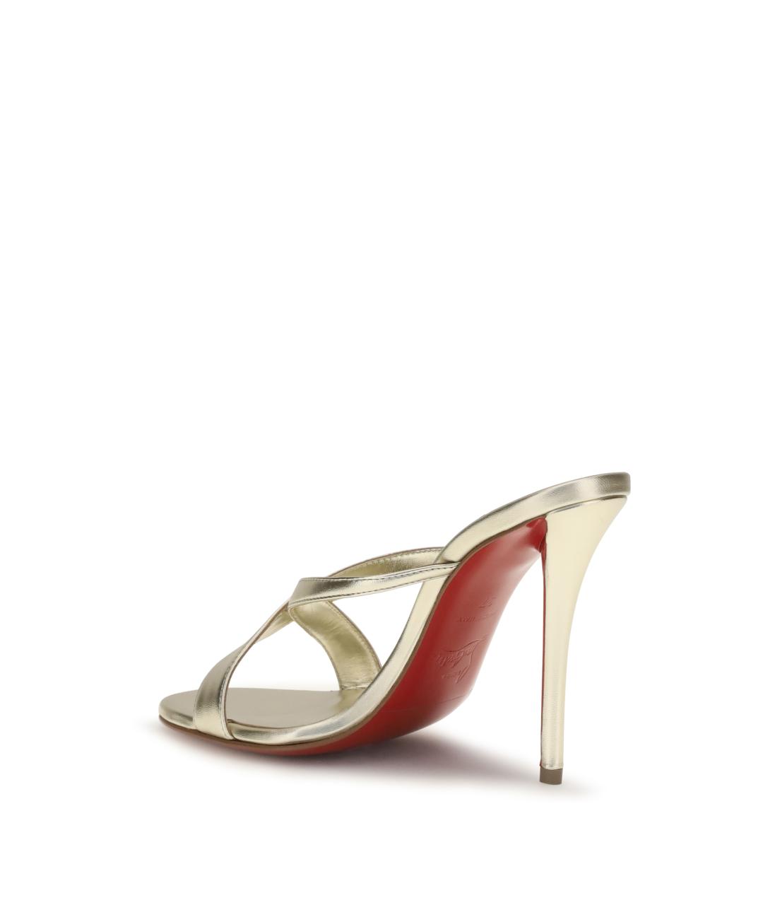 CHRISTIAN LOUBOUTIN Золотые кожаные мюли, фото 3