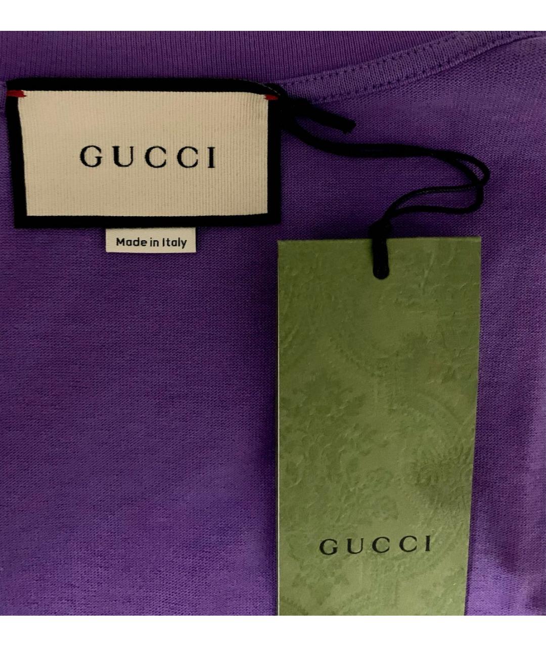 GUCCI Фиолетовая хлопковая футболка, фото 3
