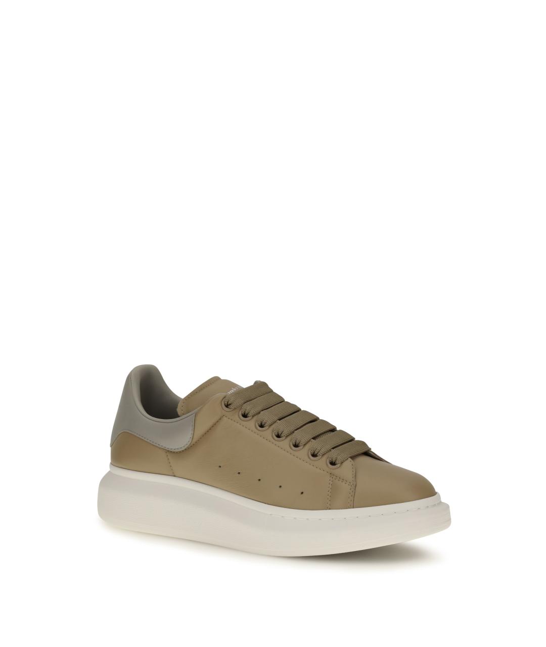 ALEXANDER MCQUEEN Бежевые кожаные низкие кроссовки / кеды, фото 2