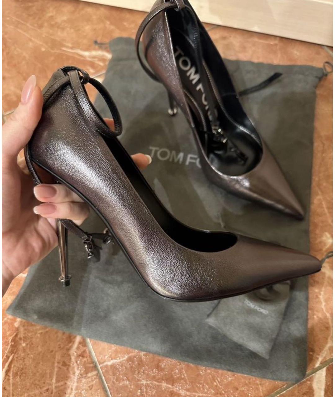 TOM FORD Серые кожаные туфли, фото 7