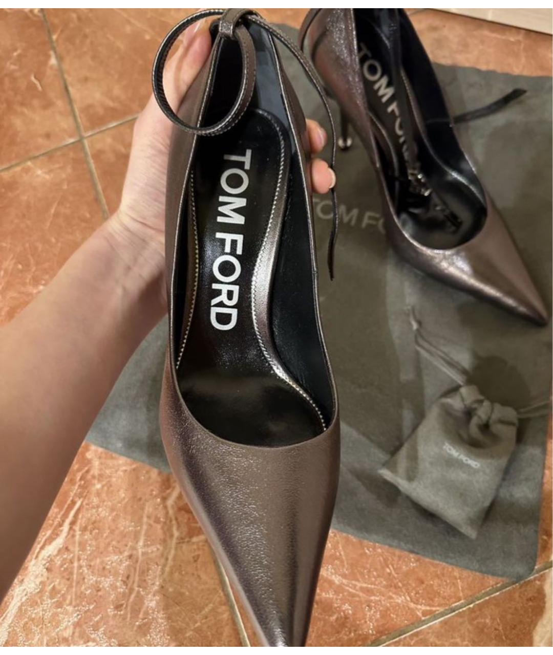 TOM FORD Серые кожаные туфли, фото 4