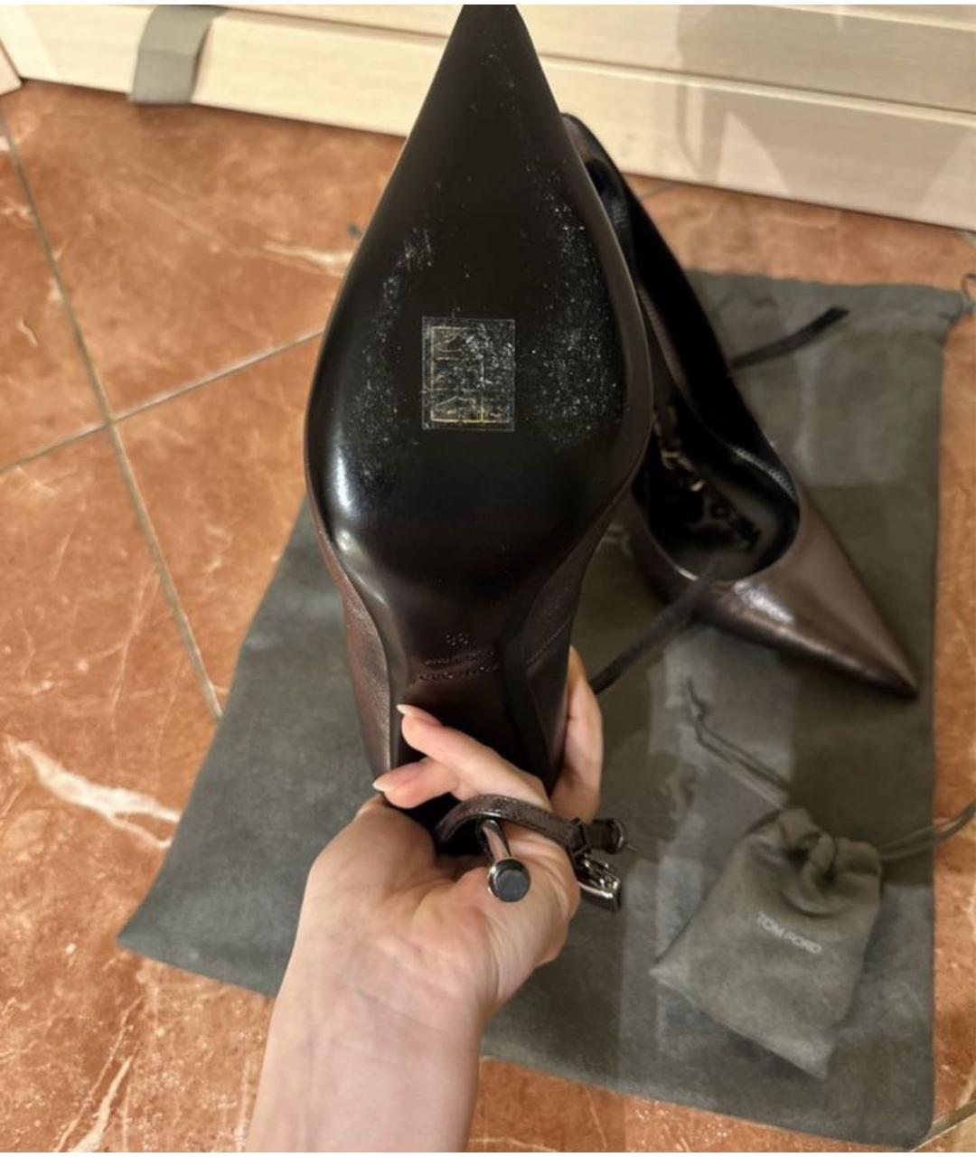 TOM FORD Серые кожаные туфли, фото 5