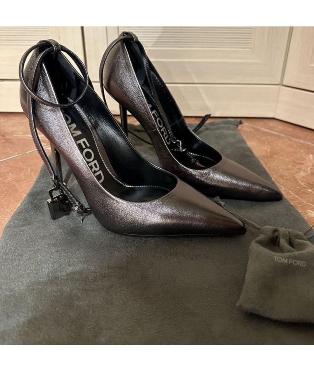 TOM FORD Серые кожаные туфли, фото 8