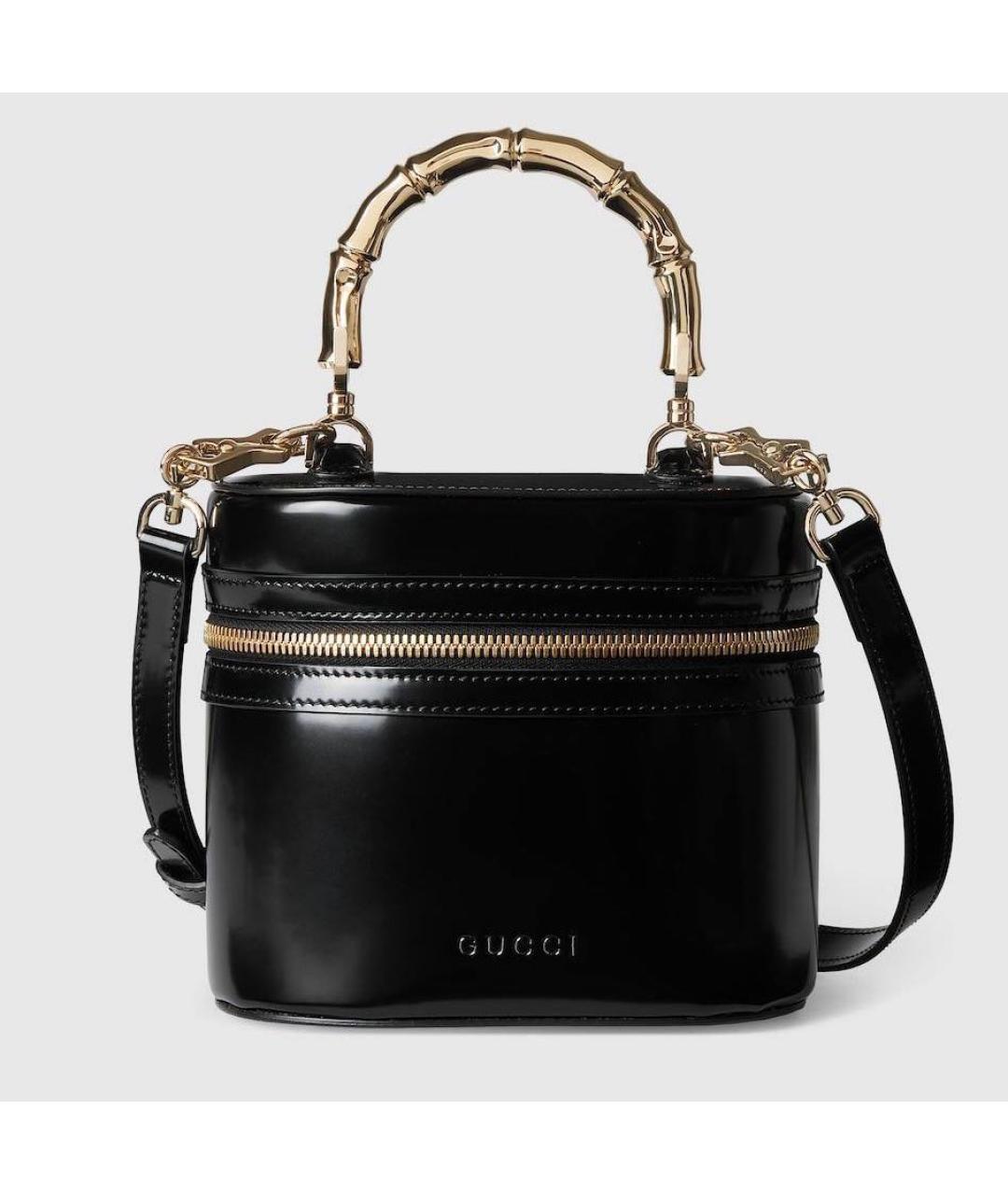 GUCCI Черная сумка с короткими ручками из лакированной кожи, фото 5