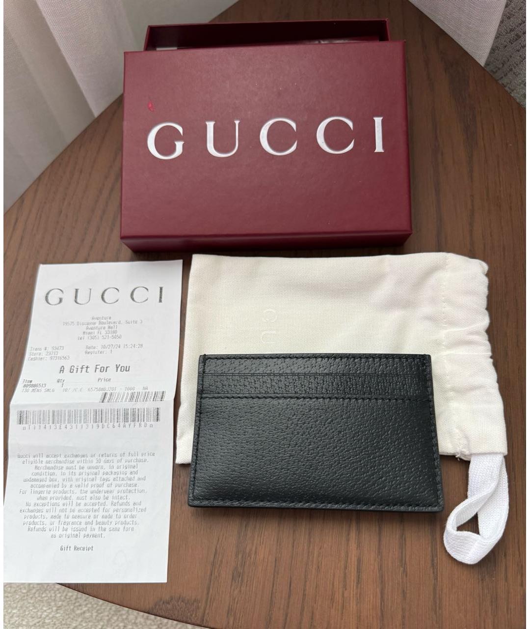 GUCCI Черный кожаный кардхолдер, фото 2