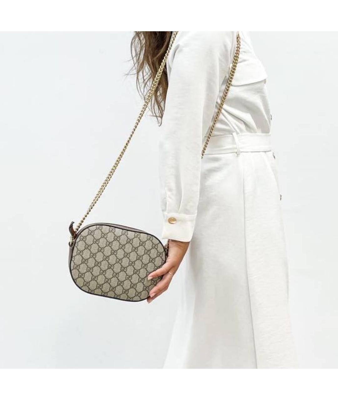 GUCCI Бежевая тканевая сумка через плечо, фото 5