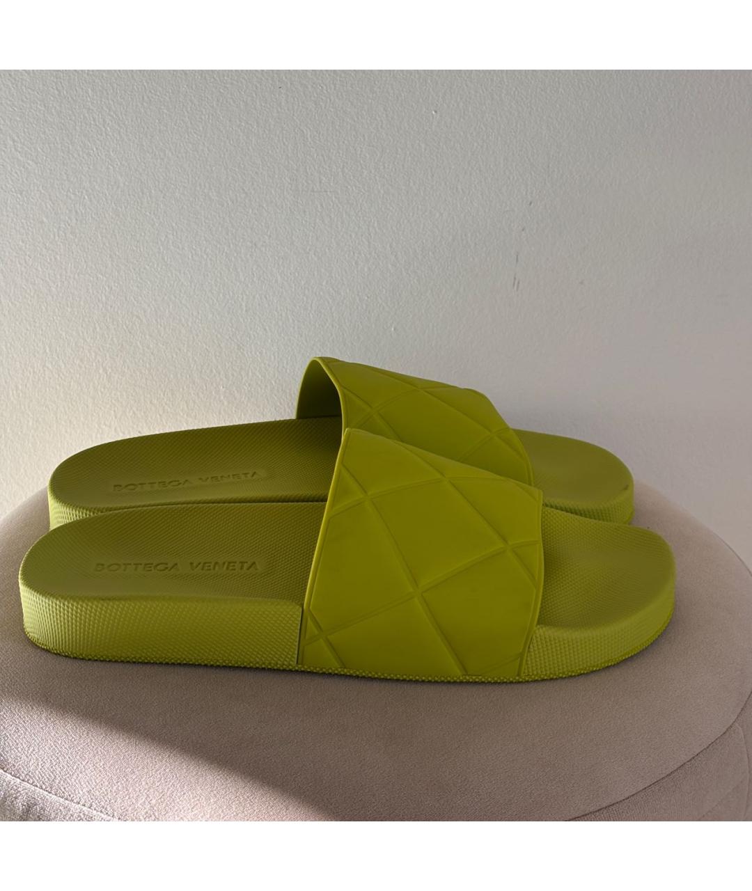 BOTTEGA VENETA Салатовые резиновые шлепанцы, фото 9