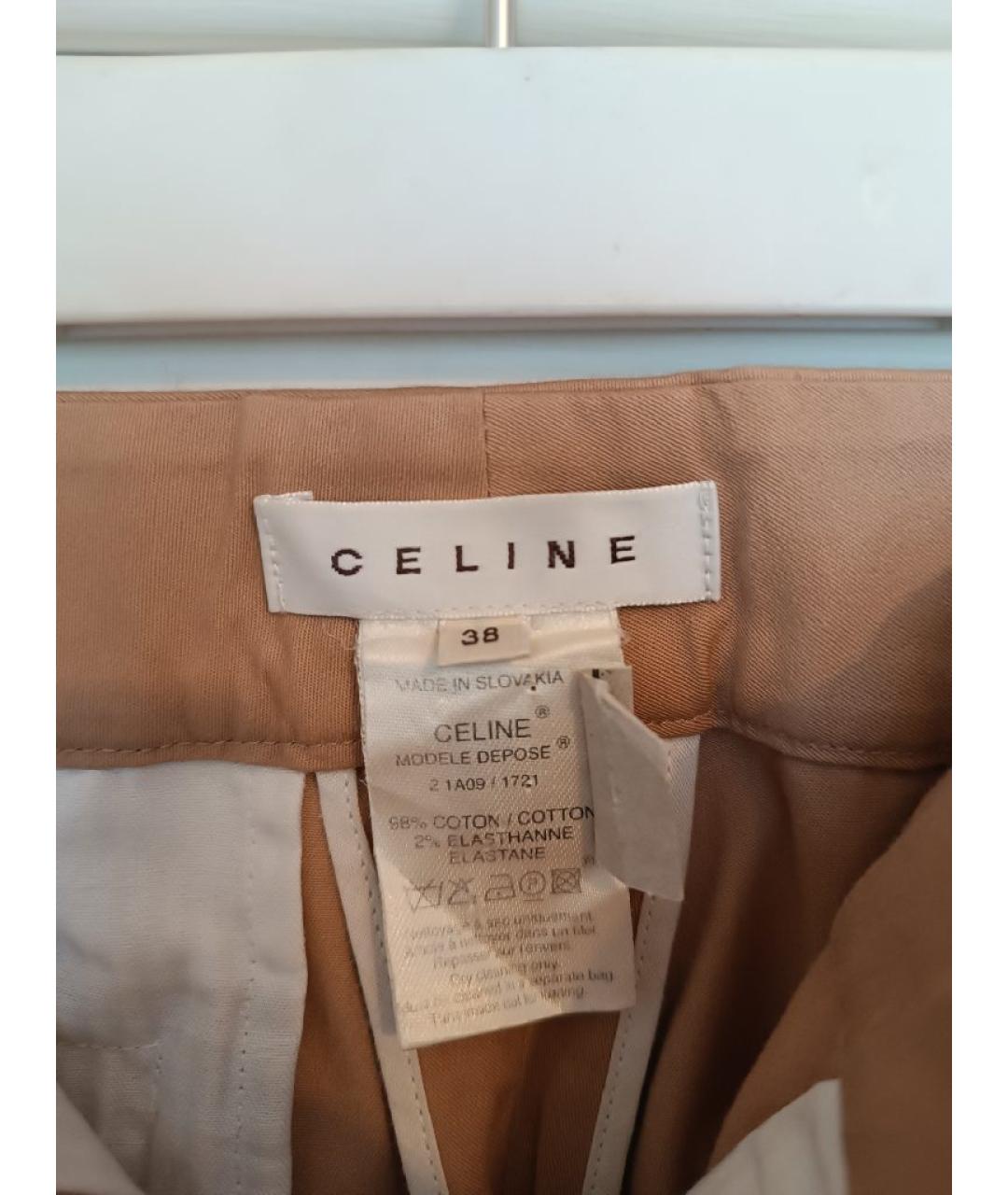 CELINE Бежевые хлопко-эластановые капри, фото 3