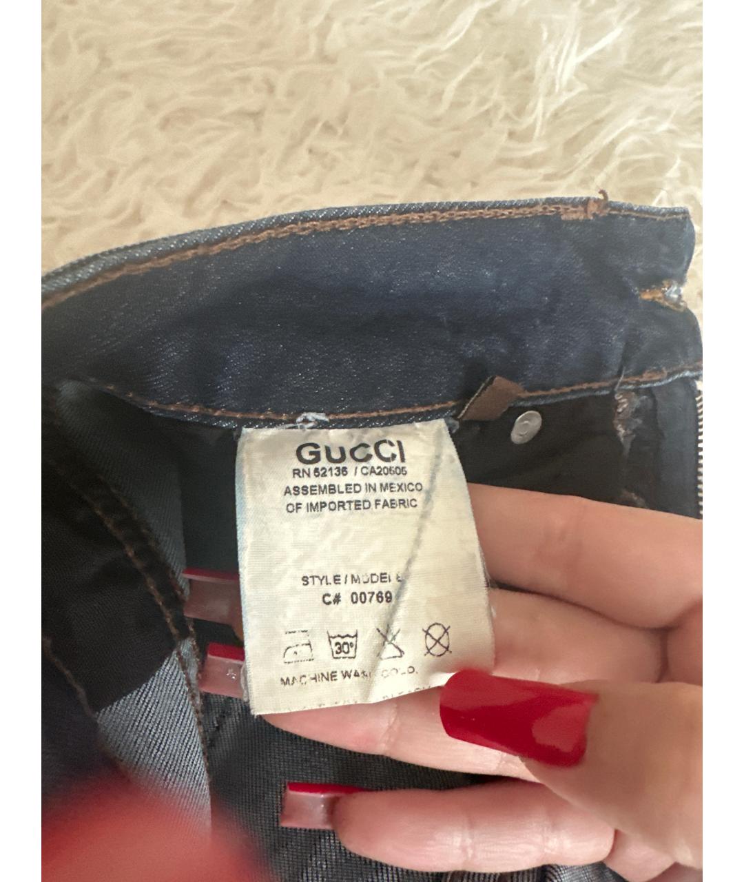 GUCCI Темно-синие хлопковые прямые джинсы, фото 6
