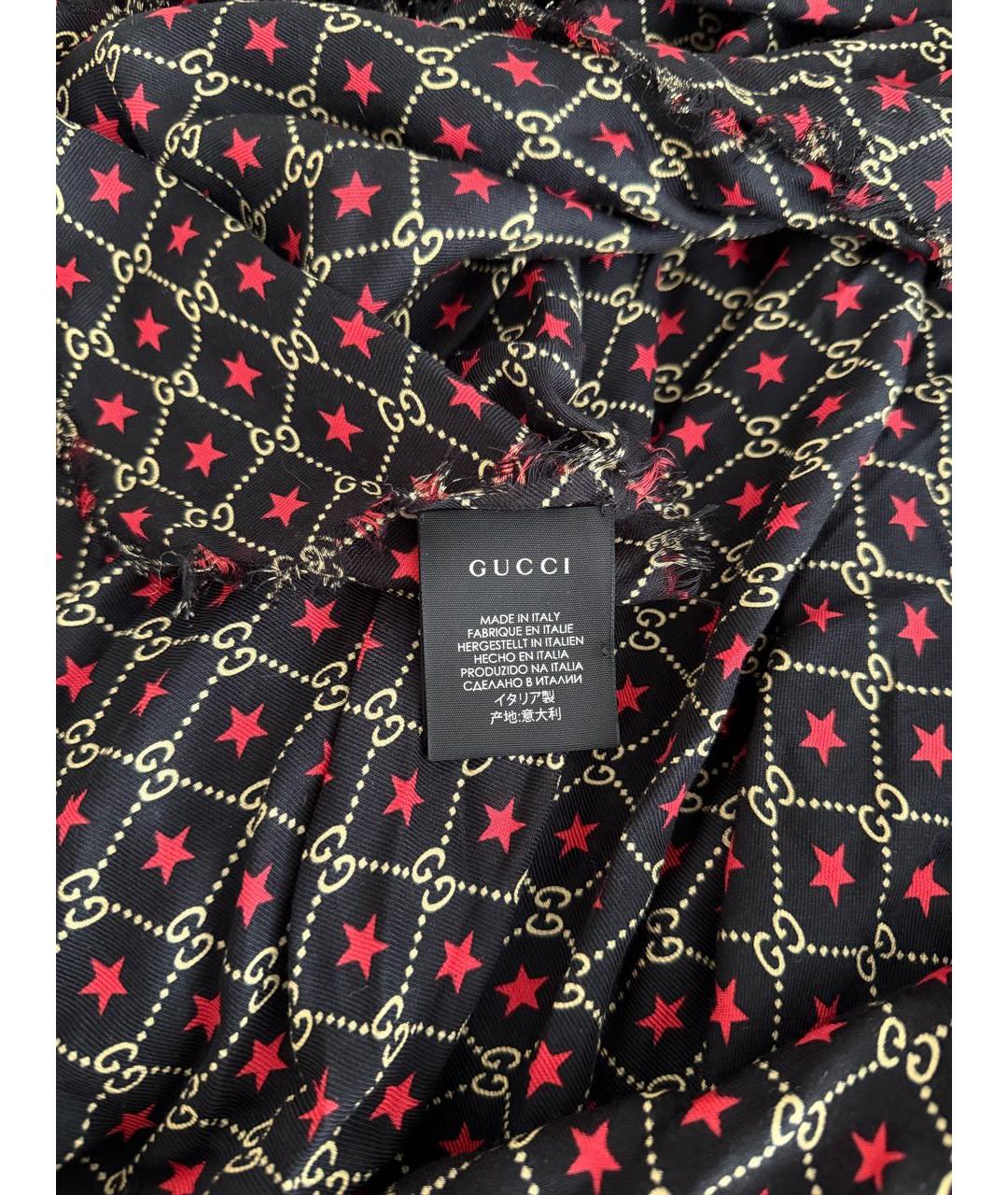 GUCCI Черный шелковый платок, фото 3