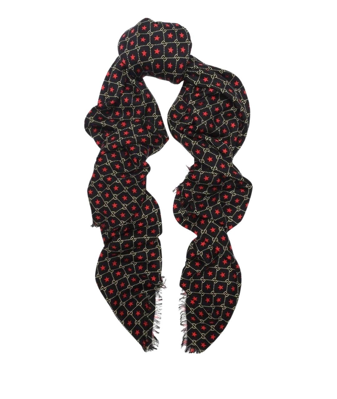 GUCCI Черный шелковый платок, фото 1