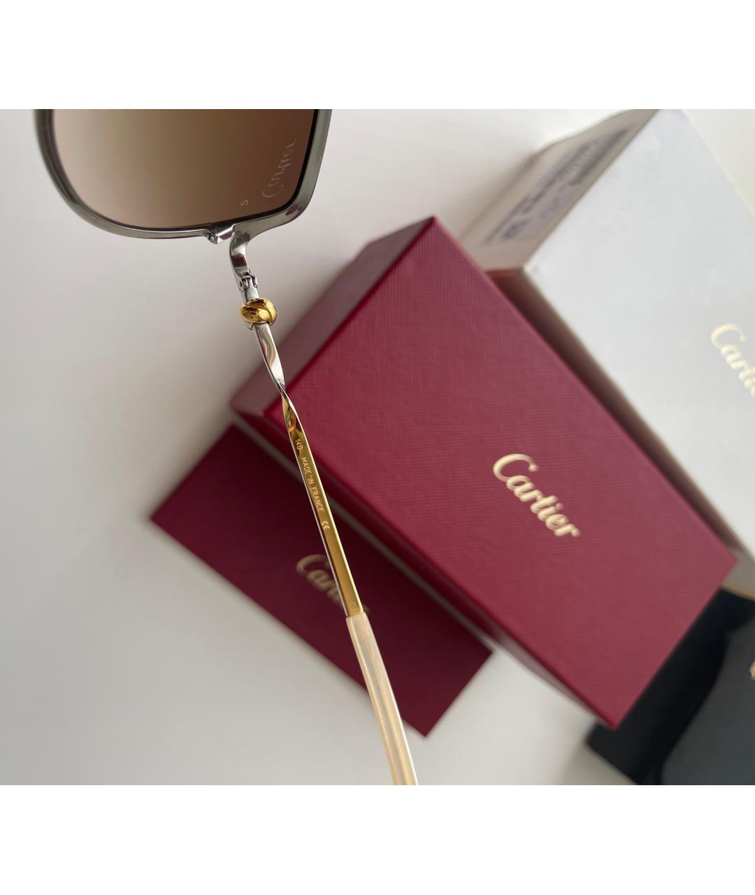 CARTIER Золотые металлические солнцезащитные очки, фото 9