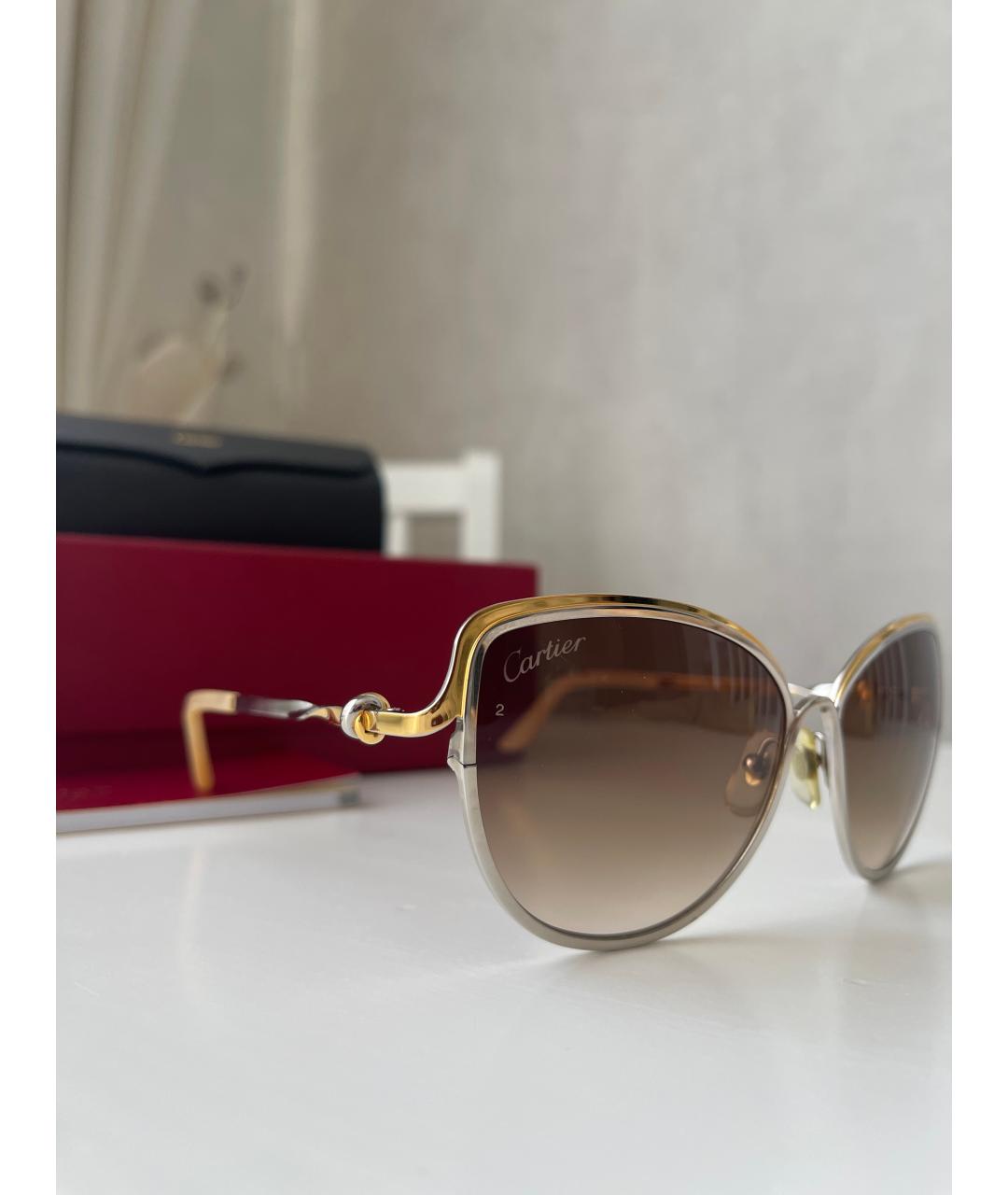 CARTIER Золотые металлические солнцезащитные очки, фото 3