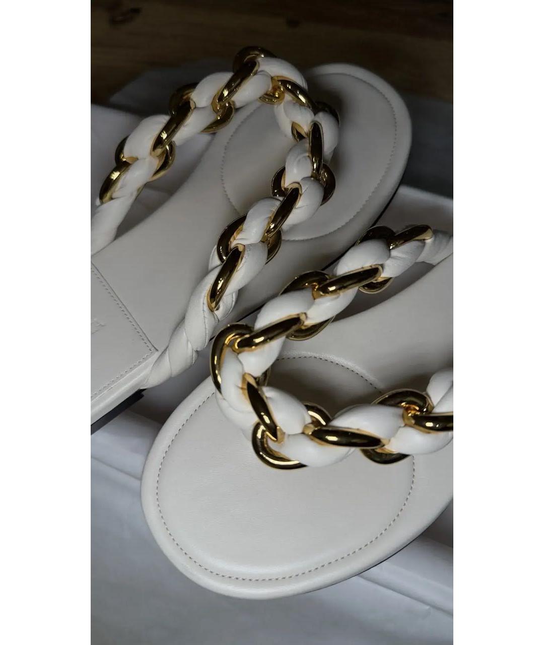 BOTTEGA VENETA Белые кожаные шлепанцы, фото 2