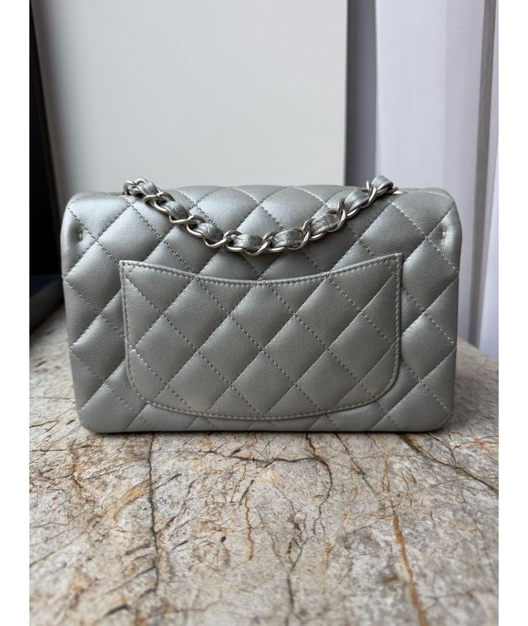 CHANEL Серебряная кожаная сумка через плечо, фото 3